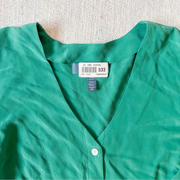 Emerald Green Short Sleeve Button Dress - Picture 4 of 6